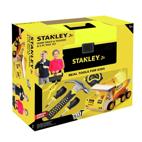 Hand Tool Sets | STANLEY Jr. U030-K01-T07-SY 6-Tool Bundle Wooden Dump Truck Kit image number 0