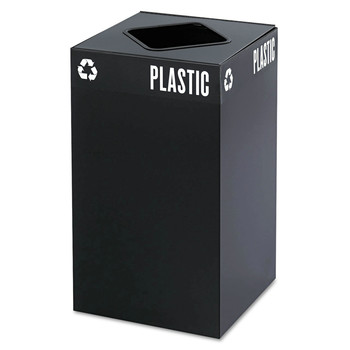 Safco 25 Gallon Steel Public Square Plastic-Recycling Container - Black