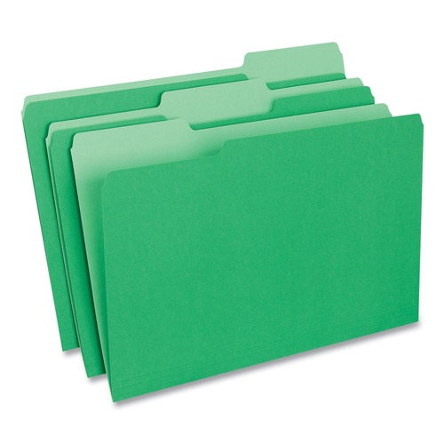  | Universal UNV10522 1/3 Cut Tab Legal Size Deluxe Colored Top Tab File Folders - Green/Light Green (100/Box) image number 0