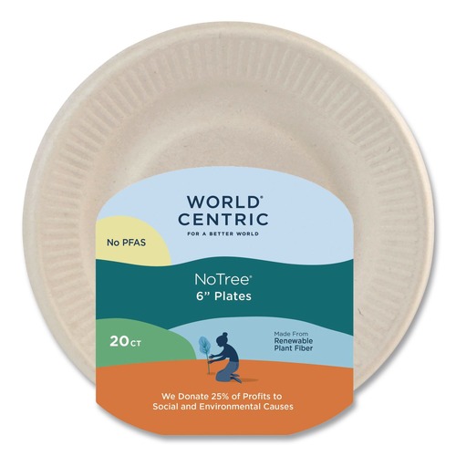 Bowls and Plates | World Centric PLRT-SC-U6 6 in. Diameter Fiber Plates - Natural (20/Pack) image number 0