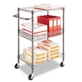 Mothers Day Sale! Save an Extra 10% off your order | Alera ALESW342416BA 28 in. x 16 in. x 39 in. 500-lb. Capacity Three-Tier Wire Rolling Cart - Black Anthracite image number 5