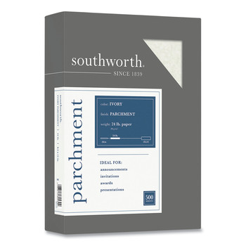 Southworth 24 lbs. Bond Weight 8.5 in. x 11 in. Parchment Specialty Paper - Ivory (1/Box)