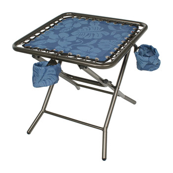 Bliss Hammock GFC-TBLD-BFR 20 in. Folding Side Table with 2 Detachable Cup Holders - Blue Flowers