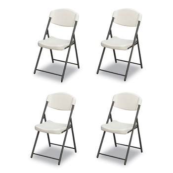 Iceberg Rough n Ready 18 in. Seat Height Commercial Folding Chair Supports Up to 350 lb - Platinum Granite Seat/Back/Black Base (4/Pack)