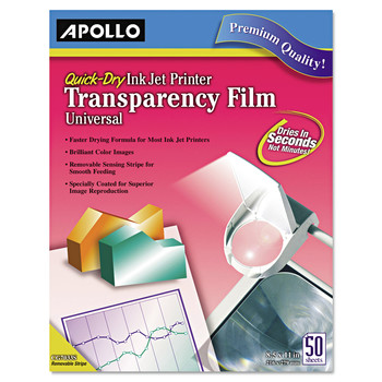 Apollo 8.5 in. x 11 in. Quick-Dry Color Inkjet Transparency Film (50/Box)
