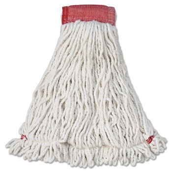  | Rubbermaid Commercial FGA25306WH00 Web Foot Shrinkless Large Cotton/Synthetic Wet Mop Head with 5 in. Headband - White (6/Carton)