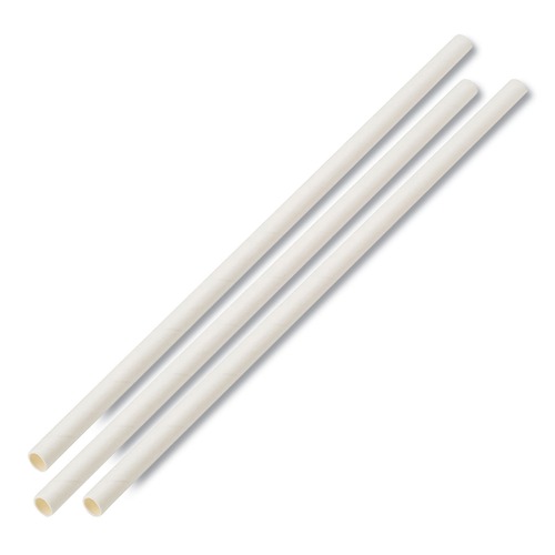 Cutlery | Boardwalk BWKPPRSTRWUW 7-3/4 in. x 1/4 in. Unwrapped Paper Straws - White (4800-Piece/Carton) image number 0