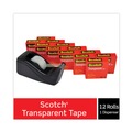Tapes & Adhesives | Scotch 600K-C60 0.75 in. x 83.33 ft. 1 in. Core Tape Value Pack with Black Dispenser - Transparent (12/Pack) image number 2