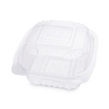 Food Trays, Containers, and Lids | Eco-Products EP-LC6 6 in. x 6 in. x 3 in. Renewable and Compostable Plastic Clamshell Hinged Food Containers - Clear (240/Carton) image number 5