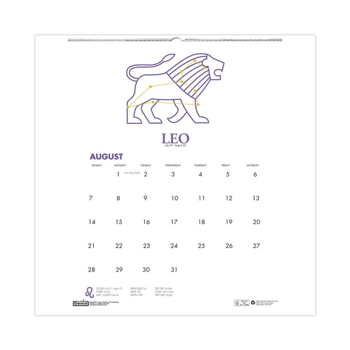 Calendars & Planners | House of Doolittle 3185 11 in. x 14 in. 12-Month (Aug 2025-Jul 2026) Recycled Academic Zodiac Wall Calendar - Multicolor Sheets image number 0