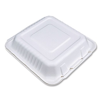 SCT ChampWare Molded-Fiber Clamshell Containers, 9 x 9 x 3, White, 100/Sleeve, 2 Sleeves/Carton