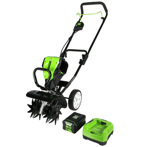 Tillers | Greenworks 2800302 TL80L210 80V 10 in. Tiller with 2.0 Ah Battery and Charger image number 0