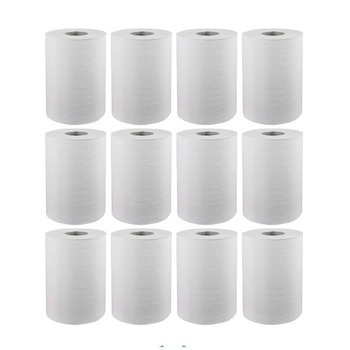 Windsoft WIN109 1-Ply 8 in. x 350 ft. Hardwound Paper Towel Rolls - White (12 Rolls/Carton)