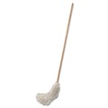 Mops | Boardwalk BWK132C #32 White Cotton Head 54 in. Natural Wood Handle Handle/Deck Mop (6/Pack) image number 1