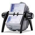 Office Jansan | Durable 241701 8.75 in. x 7.13 in. x 8.06 in. VISIFIX Plastic Flip Rotary Business Card File Holds 400 2.88 in. x 4.13 in. Cards - Black/Silver image number 1