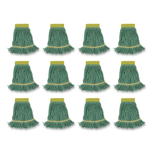 Office Jansan | Boardwalk BWK501GN 5 in. Headband Super Loop Cotton/Synthetic Fiber Wet Mop Head - Small, Green (12/Carton) image number 0