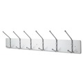 Office Jansan | Safco 4162 36 in. x 3-3/4 in. x 7 in. Six Ball-Tipped Double-Hooks Metal Wall Rack - Satin Metal image number 0