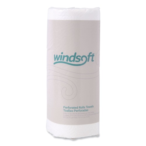 Paper Towels and Napkins | Windsoft WIN122085RL 11 in. x 8.5 in. 2-Ply Kitchen Roll Towels - White (1 Roll) image number 0