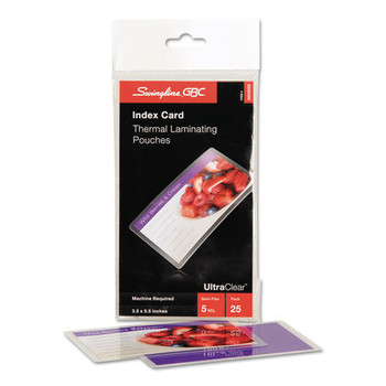 GBC UltraClear 5.5 in. x 3.5 in. 3 mil Thermal Laminating Pouches - Gloss Clear (25/Pack)