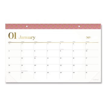 AT-A-GLANCE 17.75 in. x 11 in. 12-Month (Jan-Dec 2026) Workstyle Compact Deskpad - White Sheets/Pink Headband/Clear Corners