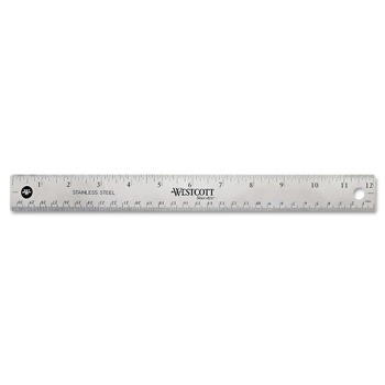 RULERS AND YARDSTICKS | Westcott 10415 12 in. Standard/Metric Stainless Steel Office Ruler With Non Slip Cork Base