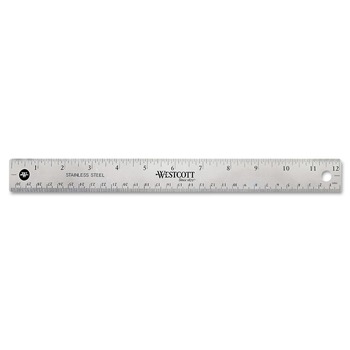 RULERS AND YARDSTICKS | Westcott 10415 12 in. Standard/Metric Stainless Steel Office Ruler With Non Slip Cork Base