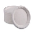 Cutlery | Boardwalk PL-09BW 9 in. Diameter Bagasse Dinnerware Plate - White (500/Carton) image number 0