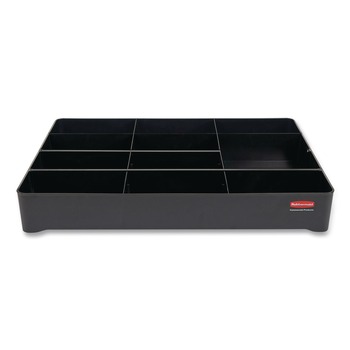 Rubbermaid Commercial 18.75 in. x 3.62 in. 11-Section Amenity Organizer for all Rubbermaid Commercial Full-Size and Compact Housekeeping Carts - Black