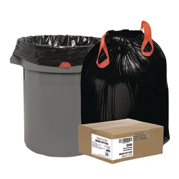 Draw 'n Tie 30.5 in. x 33 in. 30 Gallon 1.2 mil Heavy-Duty Trash Bags - Black (200/Box)