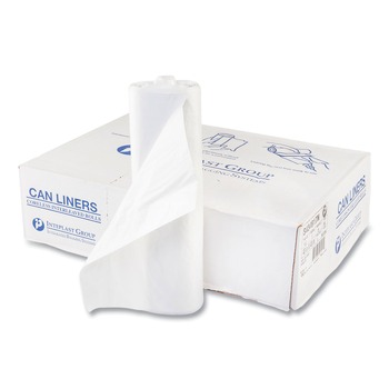 Inteplast Group 60 gal. 17 microns 43 in. x 48 in. High-Density Interleaved Commercial Can Liners - Clear (25 Bags/Roll, 8 Rolls/Carton)
