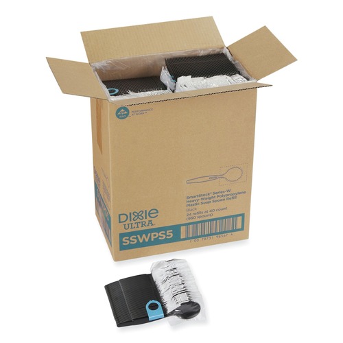 Cutlery | Dixie SSWPS5 SmartStock Wrapped Heavyweight Cutlery Soup Spoos Refill - Black (960/Carton) image number 0