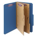 File Folders | Smead 19077 6 SafeSHIELD Fasteners 2 Dividers Legal Size 6-Section Pressboard Top Tab Pocket Classification Folders - Dark Blue (10/Box) image number 0
