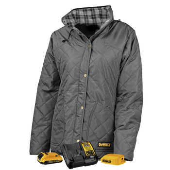 Dewalt DCHJ084CD1-L 20V MAX Li-Ion Charcoal Women's Flannel Lined Diamond Quilted Heated Jacket Kit - Large