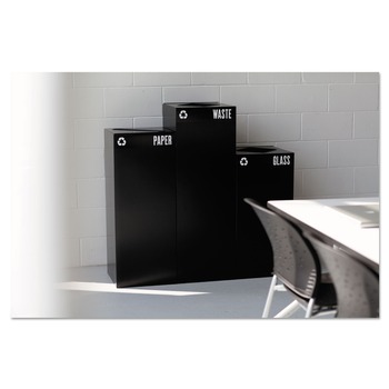 TRASH CANS | Safco 2984BL 15.25 in. x 15.25 in. x 44 in. 42 Gallon Public Square Paper-Recycling Container - Black