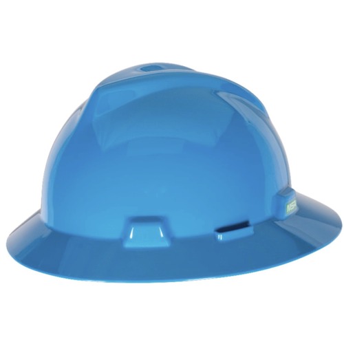 Hard Hats | MSA 454732 V-Gard Slotted Full-Brim Hat with Staz-On Suspension - Blue image number 0