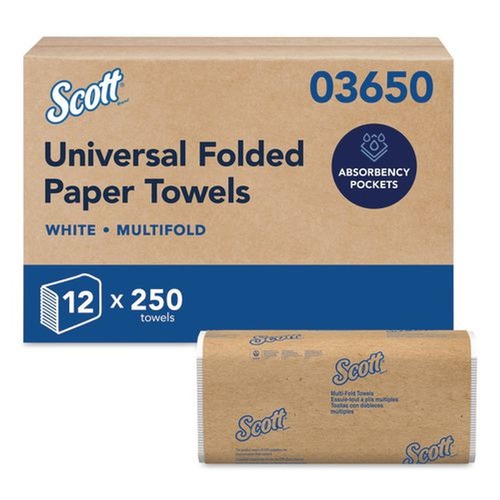 Paper Towels and Napkins | Scott 03650 9.2 in. x 9.4 in. Multi-Fold Towels - White (3000/Carton) image number 0