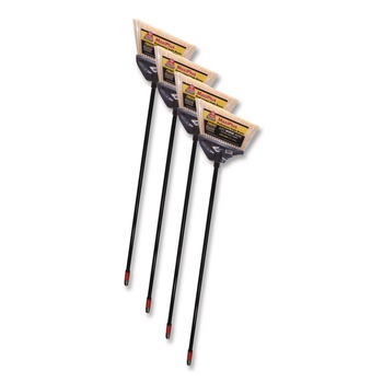 Nexstep Commercial Products MaxiPlus Professional Polystyrene Bristle Angle Brooms with 51 in. Handle - Black (4/Carton)
