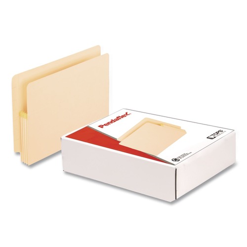 File Folders | Pendaflex 12832 3.5 in. Expansion Letter Size Convertible End Tab File Pockets - Manila (25/Box) image number 0