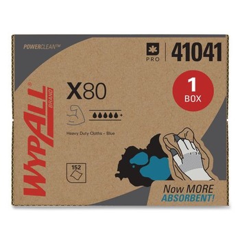 WypAll 11.1 in. x 16.8 in. Power Clean X80 Heavy Duty Cloths - Blue (160/Carton)