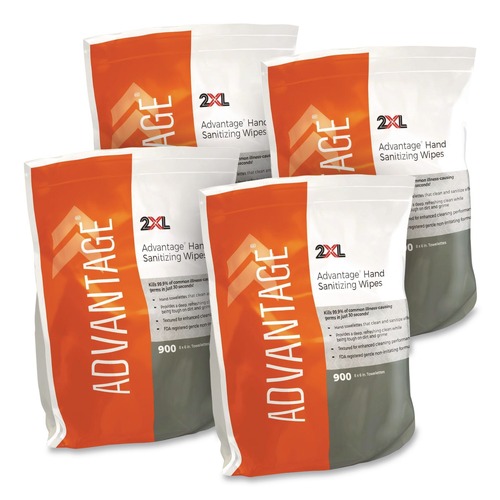 All-Purpose Cleaners | 2XL TXL L36 1-Ply 6 x 8 Gym Wipes Advantage - Unscented/White (4/Carton) image number 0