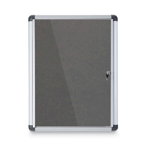 Bulletin Boards | MasterVision VT630103690 Slim-Line 28 in. x 38 in. Enclosed Fabric One Door Bulletin Board - Gray image number 0
