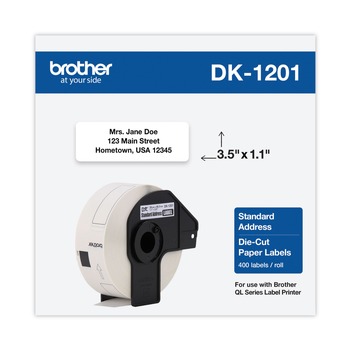 Brother 1.1 in. x 3.5 in. Die-Cut Address Labels - White (1-Roll)
