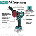 Polishers | Makita VP01Z 12V max CXT Brushless Lithium-Ion 3 in./ 2 in. Cordless Polisher/ Sander (Tool Only) image number 3