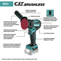 Polishers | Makita VP01Z 12V max CXT Brushless Lithium-Ion 3 in./ 2 in. Cordless Polisher/ Sander (Tool Only) image number 3