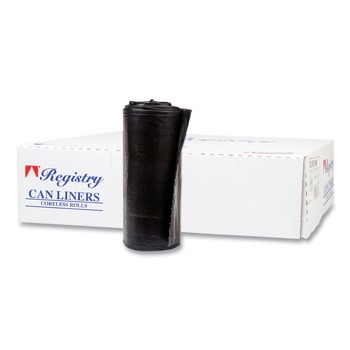 Inteplast Group S386017K 60 gal. 17 microns 38 in. x 60 in. High-Density Interleaved Commercial Can Liners - Black (25 Bags/Roll, 8 Rolls/Carton)