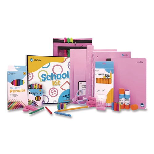 Arts & Crafts Supplies | enday 1315 Back to School Supplies Kit for Grades K-5 - Pink (1-Kit) image number 0