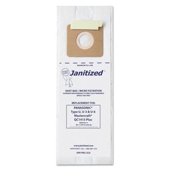 Janitized Vacuum Filter Bags Designed to Fit Panasonic Upright Type U (36/Carton)