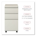  | Alera ALEPBBBFPY 14.96 in. x 19.29 in. x 27.75 in. 3-Drawer File Pedestal with Full-Length Pull - Putty image number 6