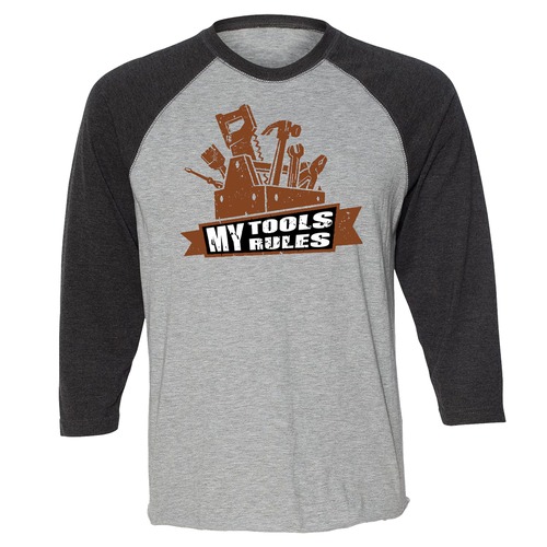 Shirts | Buzz Saw PR123482MED "My Tools Rule Tee" 3/4 Sleeve Premium Cotton Shirt - Medium, Gray/Black image number 0