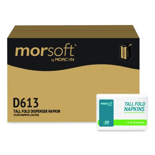 Paper Towels and Napkins | Morcon Paper D613 Morsoft 3.5 in. x 5 in. 1-Ply Tall Fold Dispenser Napkins - White (10,000/Carton) image number 0